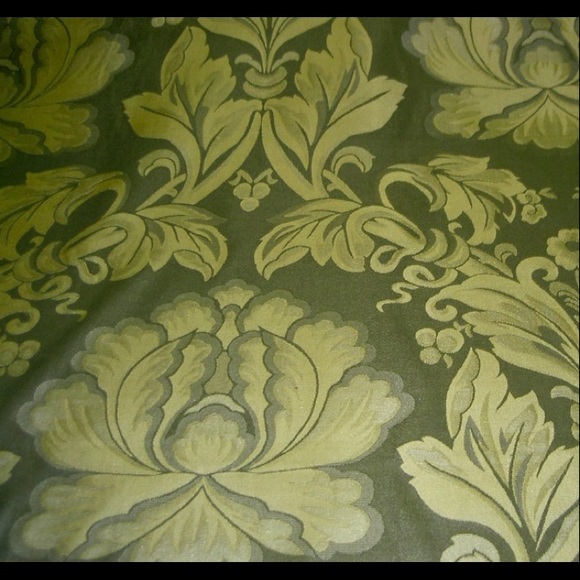 Arts and Crafts Floral Silk Damask in Forest Green - Picture 3 of 7
